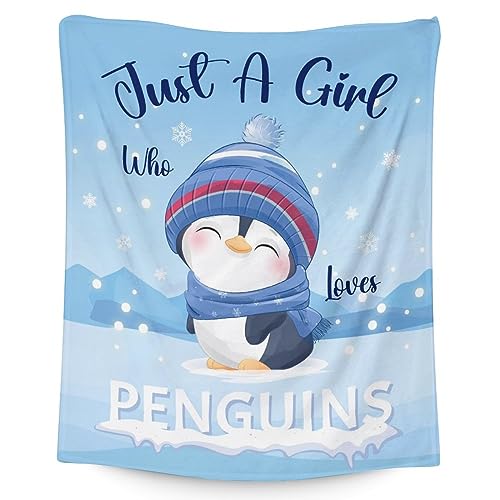 Penguin Blankets - Soft Fuzzy Blanket Throw for Kids, Adults - 50"x60" Flannel Blankets for Bed, Couch & Sofa - Blue Cute Blanket Gifts
