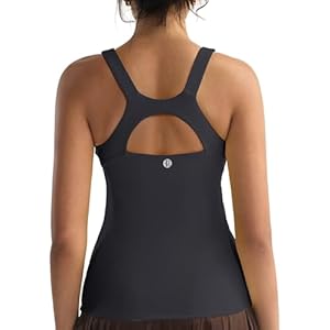 RUNNING GIRL Workout Tops for Women,Racerback Tank Tops with Built in Bras,Padded Sports Bra Yoga Tank Athletic Tops Dark Grey X-Large