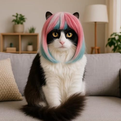 Peluca divertida para mascotas gatos y perros miniatura 7