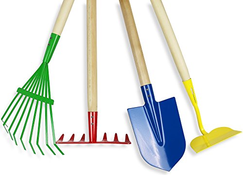 Click N' Play Kids Shovel And Rake Set | 4 Piece Kids Garden, Yard And Lawn Tools Set | Toddler Rake For Leaves | Perfect Outdoor Toys For Toddlers And Kids Ages 3-8 #TOP7