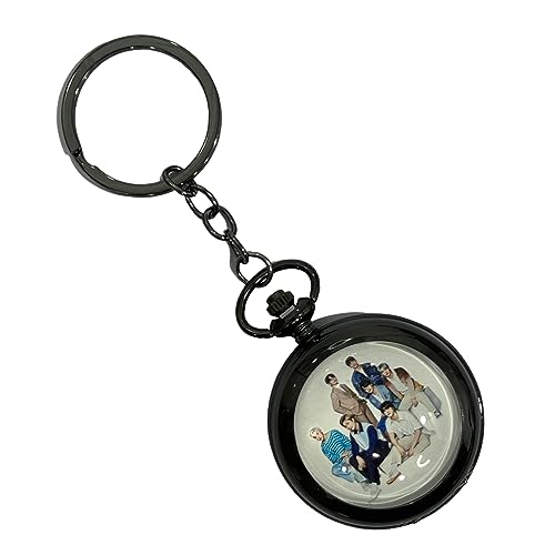 Image of AUGEN Premium Pocket Watch Metal Keychain BTS 3 Retro Vintage for Gifting With Key Ring Anti-Rust (Pack Of 1)
