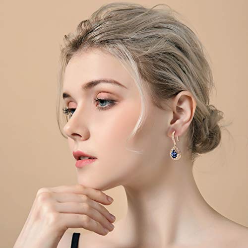 CZ Teardrop Earrings for Women - Sterling Silver Bridal Pear Shape Cubic Zirconia Crystal Rhinestone Fishhook Dangle Drop Earrings for Bride Bridesmaids Wedding Party Prom Fashion Costume Jewelry2