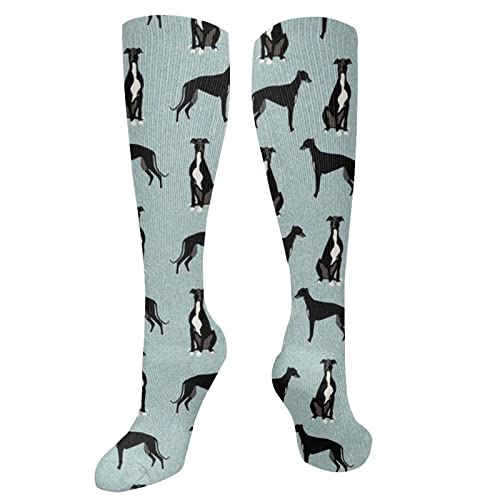 799 Socks 50Cm Chien De Compagnie Noir Lévrier Chaussettes De Randonnée Rigolotes Chaussettes Unisexes Mode Chaussette Hiver Pour Noël, Fête, Festival Cover