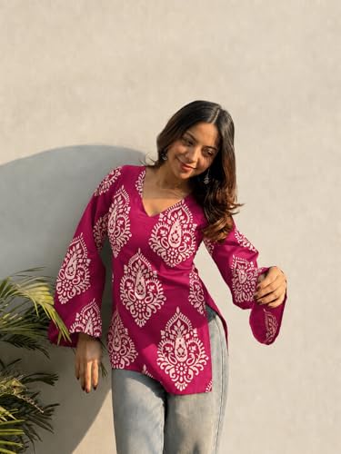 Image of ANNI Designer Cotton Short Kurti for Women | Stylish Kurti | Short Kurti Top | Casual Kurta for Women | Comfortable Cotton Kurtis for Womens