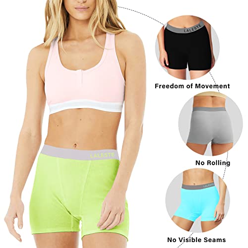Image of LALESTE Women Cotton Boxer Briefs 3 inch Inseam Boy Shorts Underwear Anti Chafing Shorts 5 Pack