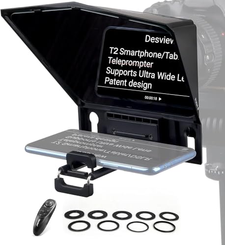 Image of T2 Teleprompter for iPad Tablet Smartphone up to 8 inch Beam Splitter Glass with Remote Control for DSLR Camera iPhone Video Recording