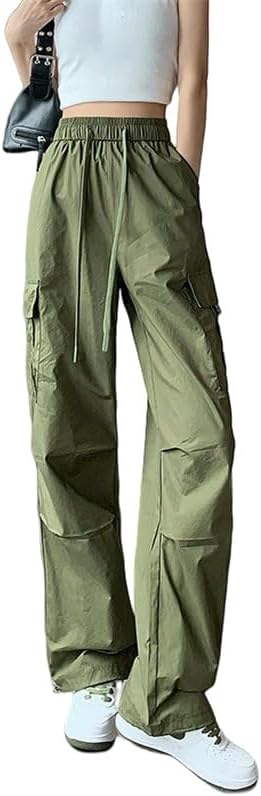 JYHBHMZG Women's Summer High Waist Wide Leg American Style Retro Hiking Outdoor Sports Cargo Pants