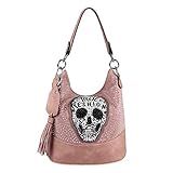 tasche skull Dieses trendige Prachtstück ist nicht nur wunderbar geräumig, sondern auch mit einem wahren Meer von Strasssteinen bestückt. Stylisches Design mit Totenkopf Applikation auf der Vorderseite.