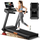 CURSOR Tapis de Course Pliable Inclinable 16%, 14KM/H Tapis de Marche avec Surveillance de Fréquence Cardiaque, Treadmill Home avec Puissant Moteur 3,5CV et Affichage LED, Charge Max 180KG