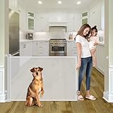 56 Inch Wide Retractable Baby Gate Retractable Pet Gates for Dogs, Retractable Dog Gate Indoor Retractable Gate Child Gates for Doorways, Stairways, Hallways, Outdoor Gates for Decks, Light Gray