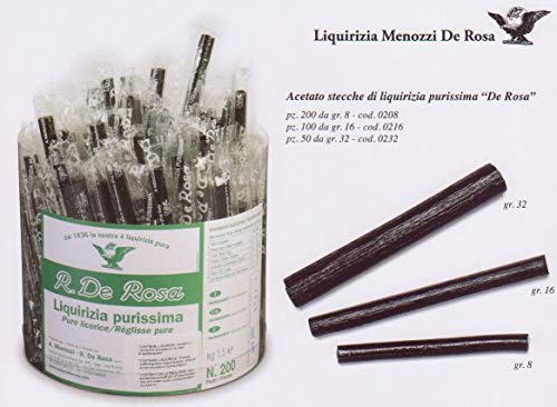Menozzi De Rosa, Pure Licorice Juice Stick Individually wrapped in cellophane 8 gr. (50 pcs)