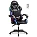 Amstrad AMS-900-LED-BK Fauteuil/Chaise de Bureau Gamer Noir Gris - Eclairage LED 366 Effets - Télécommande