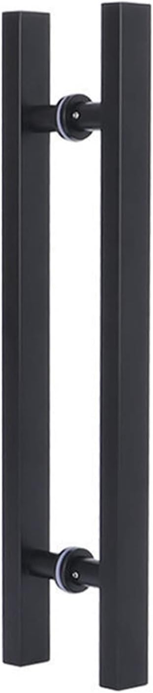 Modern Matte Black Sliding Barn Door Handle Set Double Sided H Shape Round Pull Handle for 150cm(59")*120cm Doors with All Installation Fittings