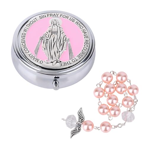 Coffret Cadeau de Baptême « Mon Premier Chapelet », Coffret Cadeau de Baptême Durable avec Chapelet et Bracelet Ailes d'Ange Perles Catholiques pour Baby...
