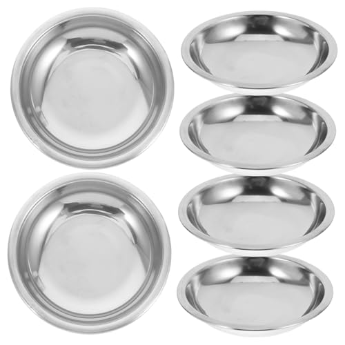 ERINGOGO 6 pezzi Mini Ciotole Immersione in Acciaio Inossidabile Piatti Rotondi Stagionatura per Salse e Condimenti Compatto per Casa Ristorante Picnic e Barbecue