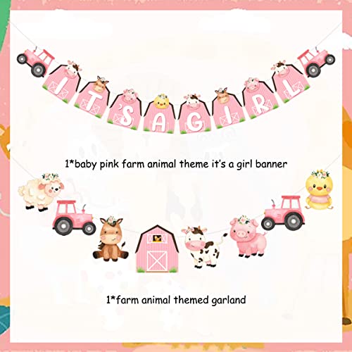 Farm Animal Baby Shower Decorations It’s A Girl Banner For Girls Farm Animal Themed Garland Baby Pink Photo Photograph Banner For Barnyard Party Decoration #TOP5