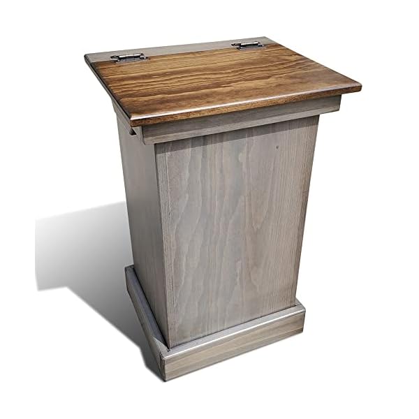 Peaceful Classics Wood Garbage Bin Cabinet - Wooden Trash Can w/Hidden Design, Stylish Kitchen Garbage Can, Amish Made Cabinet Hidden Trash Can, Handmade Waste Bin Cabinet Storage (Pewter)