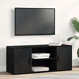 SKTQYQO Modernes Unterhaltungszentrum, schwarze Eiche mit Scharniertüren und großem Stauraum für Wohnzimmer und Heimkino, TV-Schrank 100 x 35 x 40 cm aus Holz