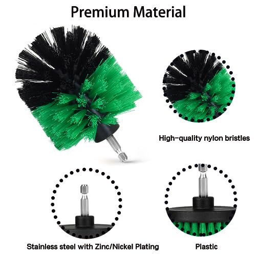 Image of 8 Pack Drill Brush Attachment Set,1 /4in Power Scrubber Brush + Extend Long Rod, Multi-Purpose Brush Drill Attachment, Power Cleaning Scrub Brush for Bathroom, Tub, Tile(Green)