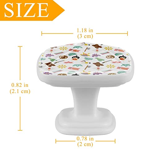 Boutons de tiroir ours dessin animé pour chambre d'enfant et buffet japonais - 5