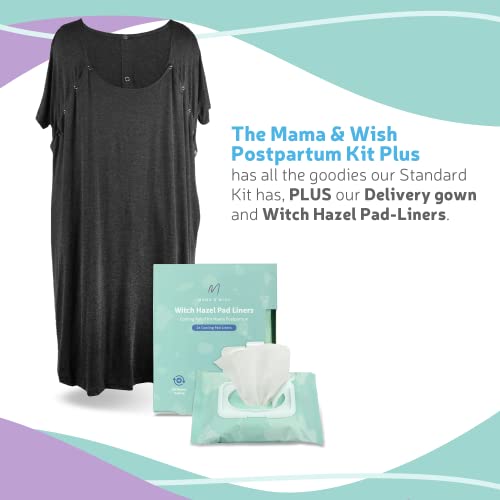 Mama & Wish Postpartum Essentials Kit for Mom - Postpartum Care Kit for Labor and Delivery with Hospital Essentials for Women After Birth - Includes Peri Bottle, Witch Hazel, Comfy Garments and More! - Image 4