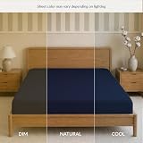 Prześcieradło z gumką Twinzen 140x200 / 140x190 cm - 100% bawełny jersey, ciemnoniebieski - Certyfikat Oeko-Tex - Prześcieradło z gumką 140x200 / 140x190