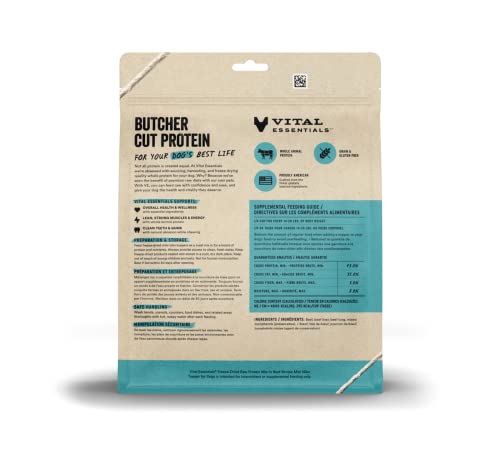 Vital Essentials Freeze Dried Raw Protein Mix-in Dog Food Topper, Beef Mini Nibs Topper for Dogs, 18 oz