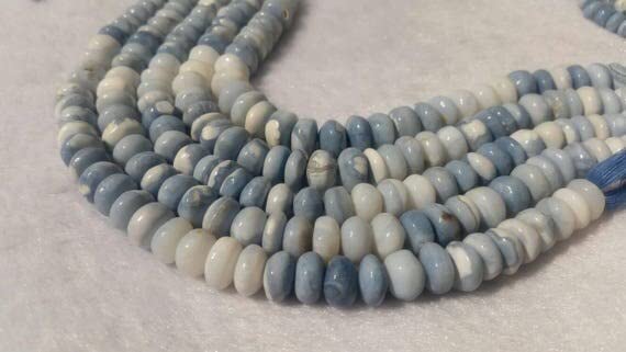 Opale bleue du Pérou perles naturelles 9mm rondelles lisses pour création bijoux faits main