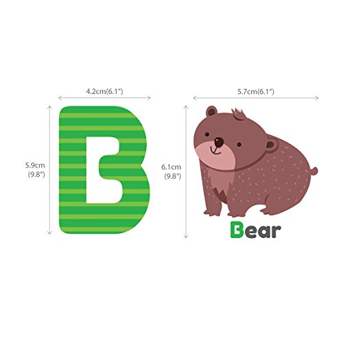 DECOWALL DS-8014 Colourful Animal Alphabet ABC Kids Wall Stickers Wall Decals Peel and Stick Removable Wall Stickers for Kids Nursery Bedroom Living Room (Small) décor - Thumbnail 6