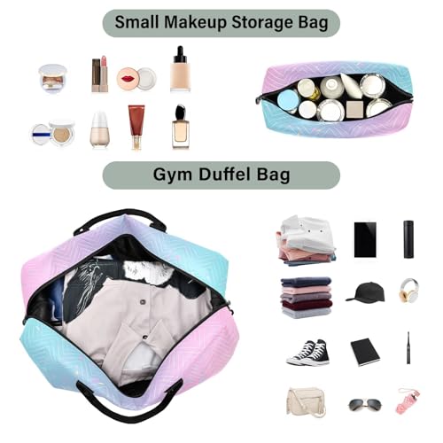 Rainbow Color Large Travel Duffle Bag Weekender Overnight Bags Gym Yoga Bag for Women Men with Toiletry Bag4