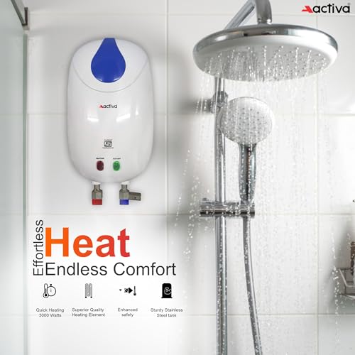 Image of ACTIVA 1 Ltr Instant 3 Kva Special Anti Rust Coated Tank Wall Mounted Geyser With Full Abs Body With 5 Year Warranty Premium (White)
