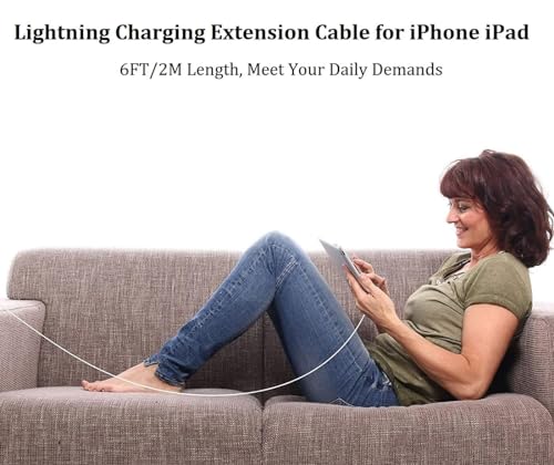 Smilebridge Lightning Extension Cable for iPhone iPad, 6FT [MFi Certified] iPhone Charger Extension Cable Male to Female Connector, Lightning Cable Extender Support Charge+Audio+Video+Data Transfer - Image 6