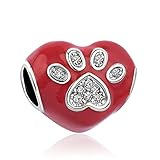 LSxAB Breloque en forme de patte de chien sur mon cœur compatible avec les bracelets Pandora, Cuivre, Pas de gemme