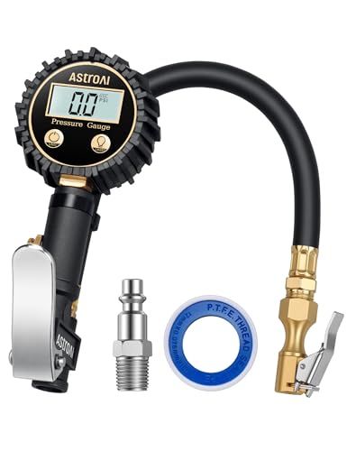 Image of AstroAI Digital Tire Pressure Gauge with Inflator, 3-250 PSI ±1% Precision | Inflate, Deflate & Read with Backlit LCD for Day or Night, Heavy-Duty Air Chuck, for Cars, Motorcycles, SUVs & More, White