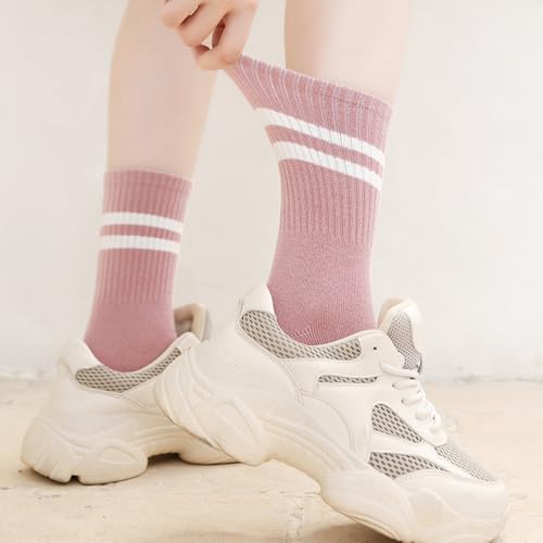 Image of Womens Crew Socks, Cotton Casual Boot Socks for Women 6 Pairs, Size 5-10