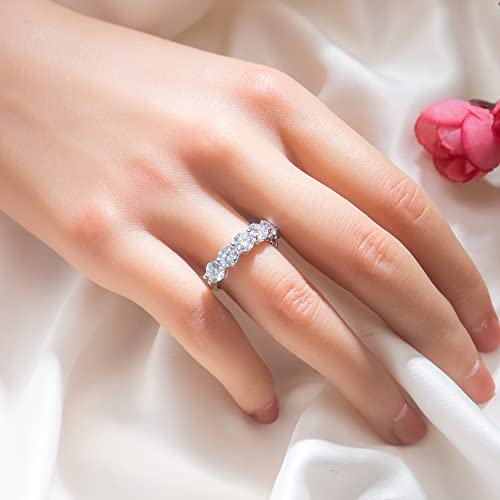 3.5ct Moissanite Engagement Wedding Ring for Women, 7 Stones 925 Sterling Silver D Color VVS Moissanite Promise Ring with Certificate of Authenticity3