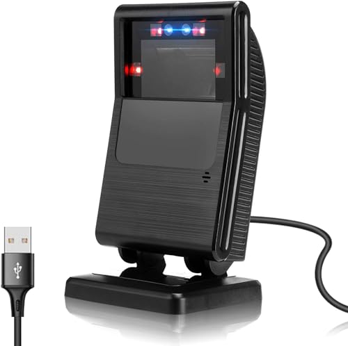 Image of MUNBYN Desktop Barcode Scanner, Omnidirectional Barcode Scanner, 1D 2D QR Barcode Scanner Wired, Hands-Free USB Barcode Reader for Supermarket, Restaurant, Retailers, Bookstore