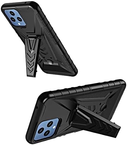 Compatible For Tmobile Revvl 6 5G Case With Holster Belt Clip Hybrid Shockproof Protective Phone Cover With Kickstand - Black #TOP4