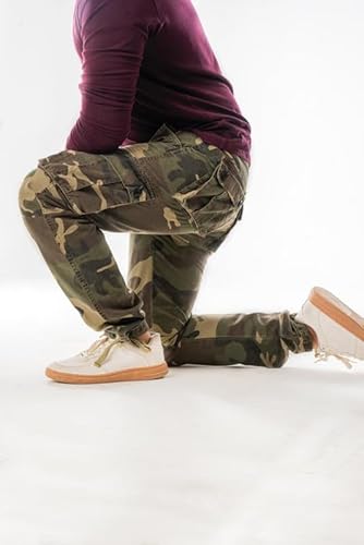 Vasego Men's Cargo Trousers - Durable Work Pants For Men With 6 Pockets - Loose Fit Men's Work Trousers - Camping Hiking Trousers | Colour: Camouflage, Size: 34 - 4