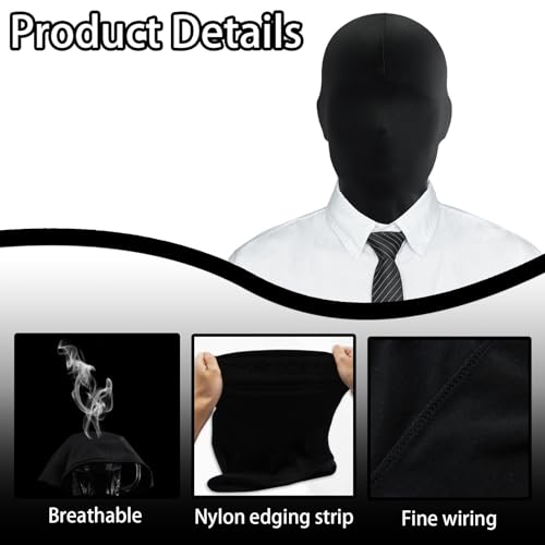 Tyrzol 2 Black Full Face Morph Mask - Unisex Faceless Mask for Halloween Party Costume, 32x 25 cm - Image 3