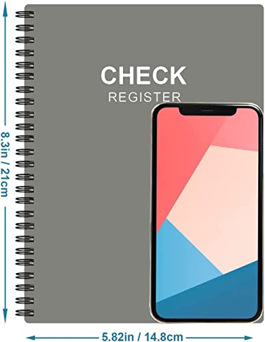 Check Register – A5 Checkbook Log With Check & Transaction Registers, Bank Account Register Booklets For Personal And Work Use, Grey #TOP4