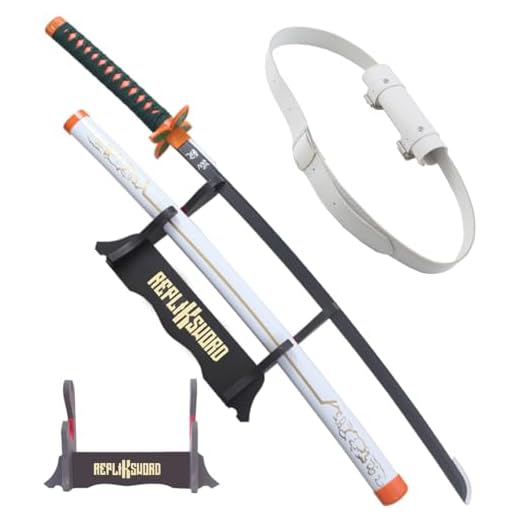 Demon Slayer Katana Shinobu en Bois Lame en Bois Katana Shinobu Kocho Epee en Bois Kimetsu No Yaiba Sabre White Edition + Presentoir en Bois Inclus + Ceinturon Porte Epee