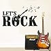 NSRJDSYT Adesivo murale Musicale Consente di Chitarra Rock Electro Adesivo murale Note Musicali Band Wall Art Murale Home Decor Music STU Wallpaper 75x42cm