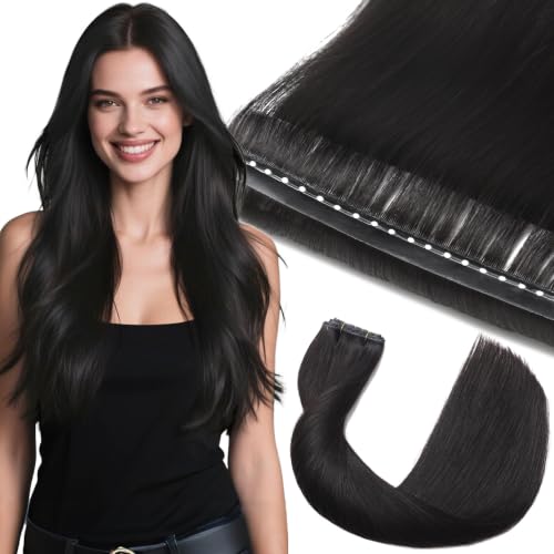 Lacer 20 Inch Butterfly Weft Hair Extensions Human Hair Natural Black 100g