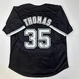 Facsimile Autographed Frank Thomas Chicago Black Reprint Laser Auto Baseball Jersey Size Men's XL