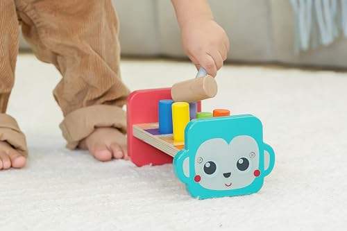 Image of Jasey's Toy Chest Tap & Learn Wooden Hammer Bench for Kids | Pounding Toy with Mallet & Colorful Pegs | Montessori Fine Motor Skill Toy for Toddlers Ages 12+ Months