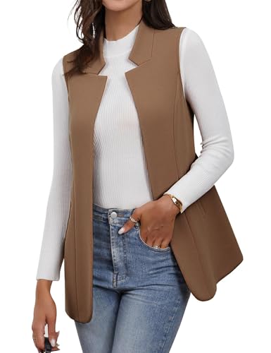 IDEALSANXUN Wool Long Vest for Women Sleeveless Blazer Fall Winter