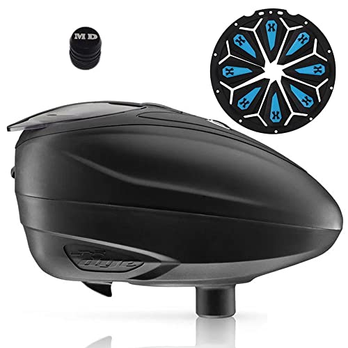 Maddog Dye LT-R Electronic Paintball Loader with HK Army Epic Speed Feed and HPA Paintball Tank Fill Nipple Protector Accessory Package - Black LT-R + Sapphire SF