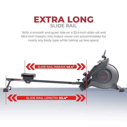 image for Sunny Health & Fitness Magnetic Rowing Machine with Extended Slide Rai
