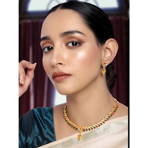 Image of Peora Gold Plated Bridal Jewellery Set with Kamarband Gift for Women Indian Traditional Ethnic Wedding
